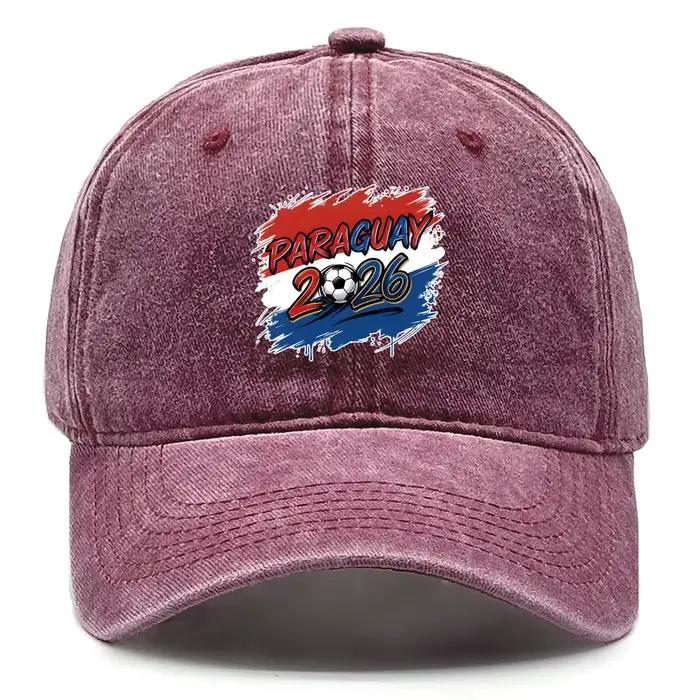 Casquette de baseball effet vieilli avec drapeau du Paraguay imprimé