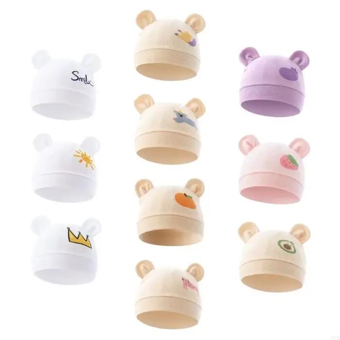 Chapeau d'animal imprimé pour bébé unisexe doux et respirant pour garçon fille 0-3 mois occasions spéciales