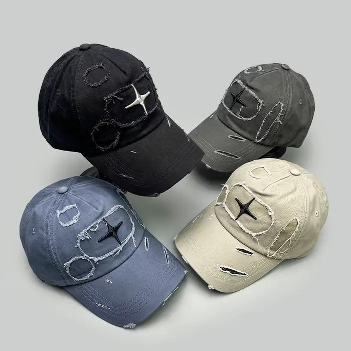 Casquettes de baseball brodées style déchiré avec étoile et lettres