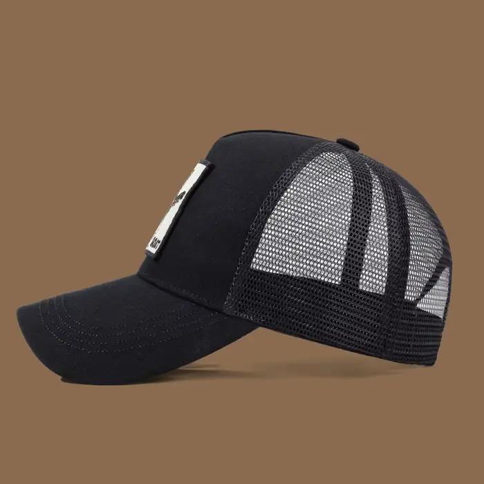 Casquette de camionneur unisexe avec broderie et appliques de chèvre – Idéal pour un usage quotidien décontracté