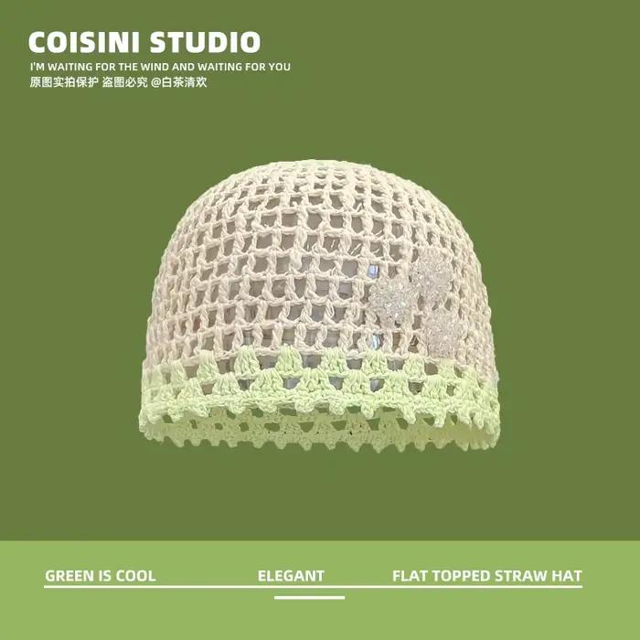 Niche Style bohème été femmes chapeau en plein air creux main crocheté couleur correspondant respirant à bord court pull bonnet