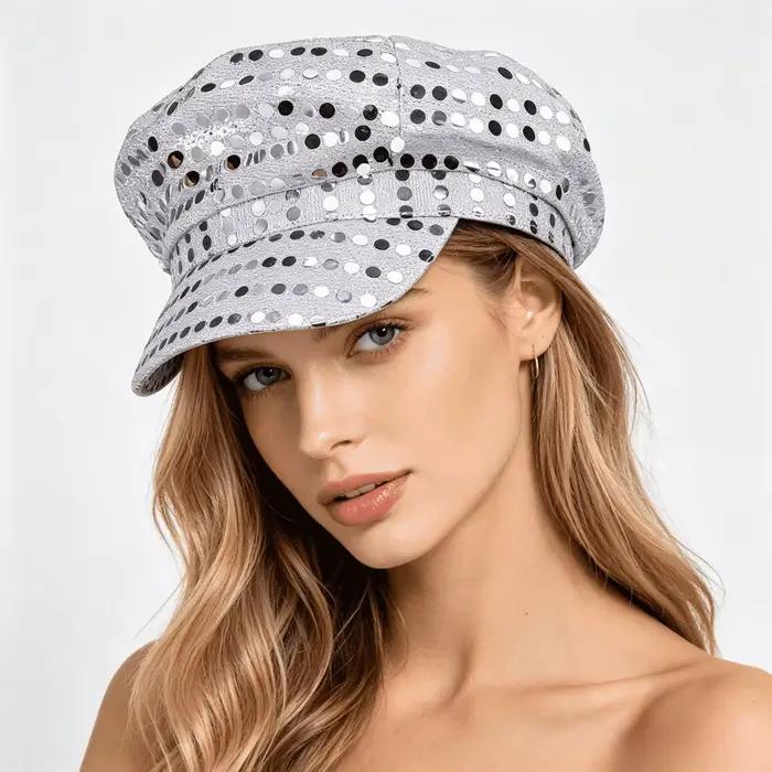 Chapeau à paillettes rétro octogonal pour spectacle disco années 70 80 accessoire halloween festive party hat