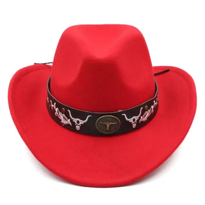Chapeau de cowboy classique Mistdawn unisexe, polyester et coton, large bord, tête de taureau brodée, multifonctionnel pour homme et femme, occasions spéciales et quotidienne
