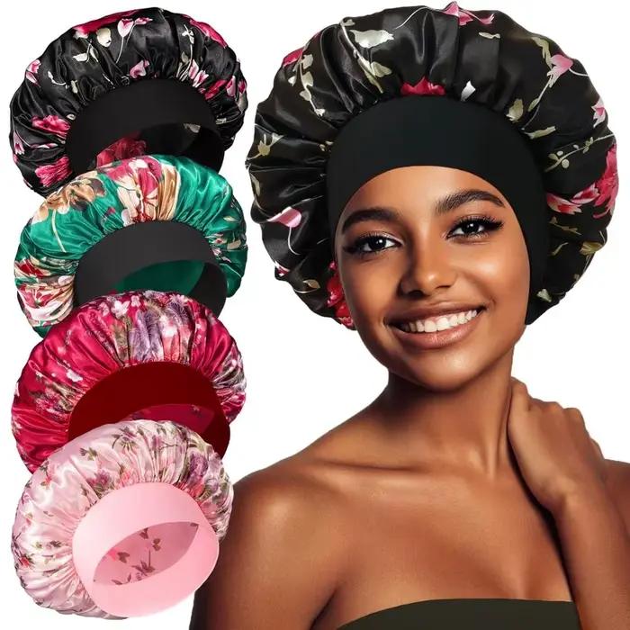 Bonnet en satin doux et soyeux pour cheveux bouclés et tresses large bande pour femmes occasions de sommeil paisibles
