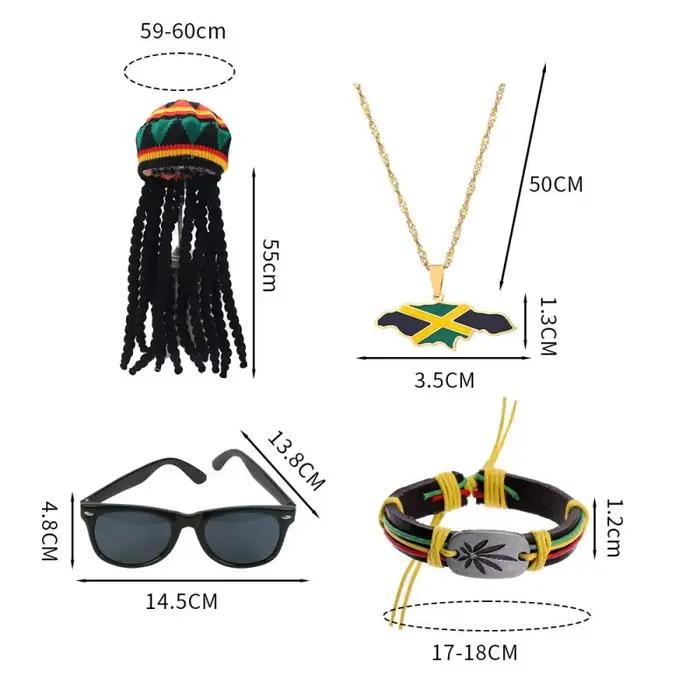 Tigerdoe Rasta Hat with Long Black Lock Set of 3-Reggae Hat Glamatchs Sunglasses-Jamaican Clothing Accessrespiration