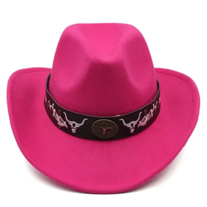 Chapeau de cowboy classique Mistdawn unisexe, polyester et coton, large bord, tête de taureau brodée, multifonctionnel pour homme et femme, occasions spéciales et quotidienne