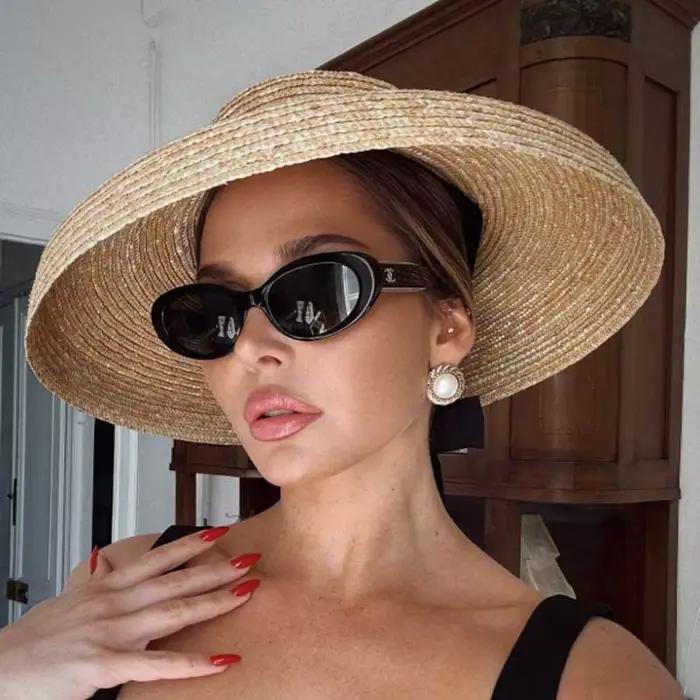 Chapeau d'été en paille, chapeau de soleil, chapeau de soleil élégant pour femmes, style Hepburn, à large bord, pour les voyages en bord de mer, панама женская