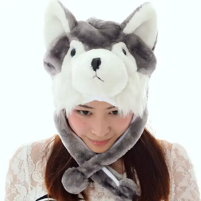 Chapeau en peluche loup mignon