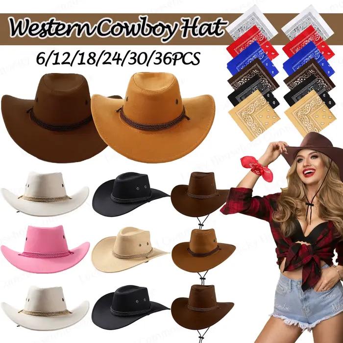 Chapeaux de cow-boy et bandanas multicolores pour fêtes et cosplay occidental pour adultes occasions spéciales