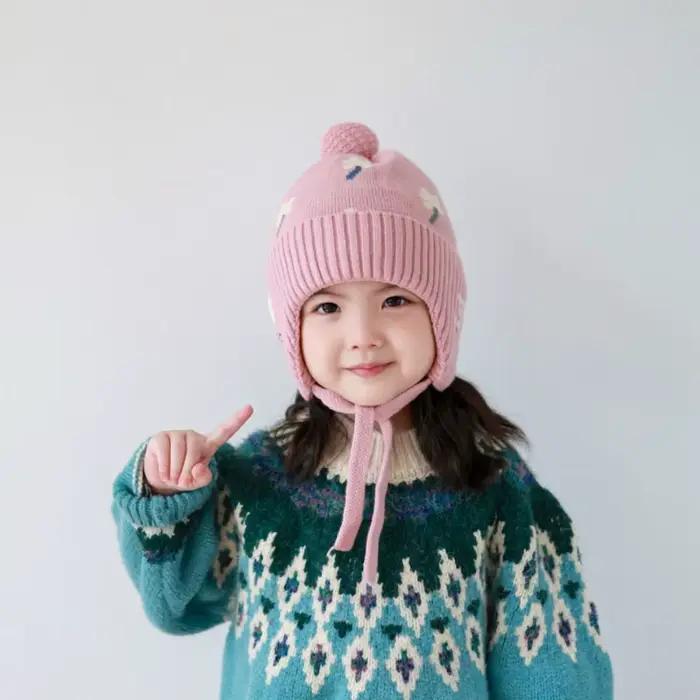Chapeau de pêcheur en polyester pour enfants avec doublure polaire, coupe-vent, protection des oreilles, ajustement facile, style sportif pour garçons et filles 4-6 ans