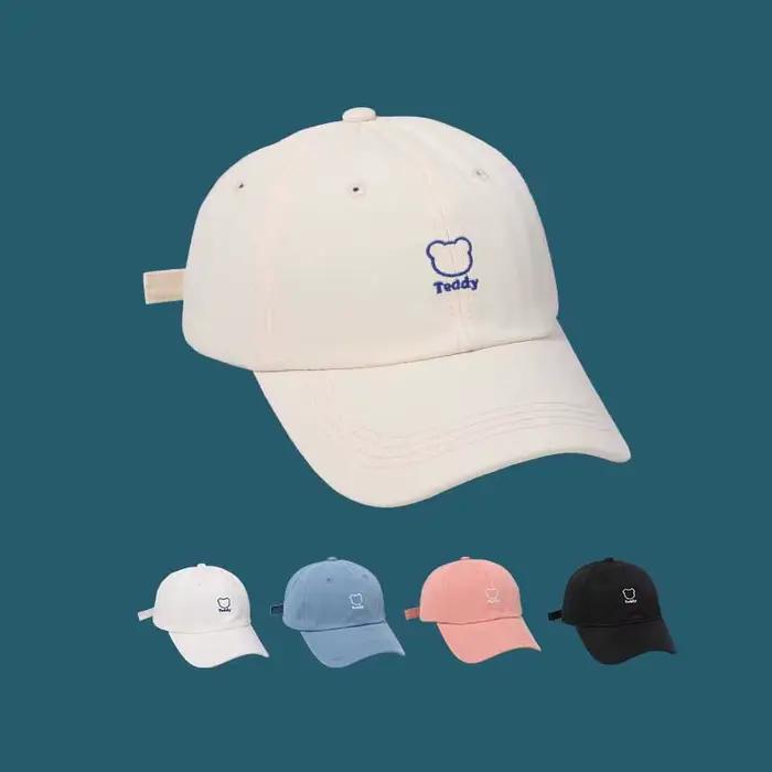 Ours broderie femmes Baseball chapeau unisexe réglable Snapback casquette à visière couleur unie coton Bonnet filles Sport de plein air pare-soleil