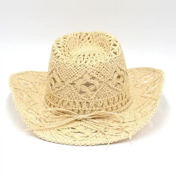 Chapeau de paille évidé vintage à large bord décoré de coquillages pour femmes, style sport, plage, voyage et occasions décontractées