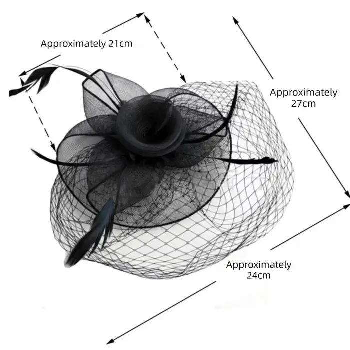Chapeau Fascinator Style Vintage avec Plumes et Voilette