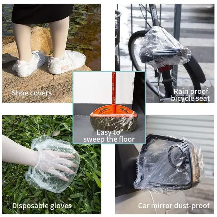 100/200 pièces de bonnets de douche jetables transparents