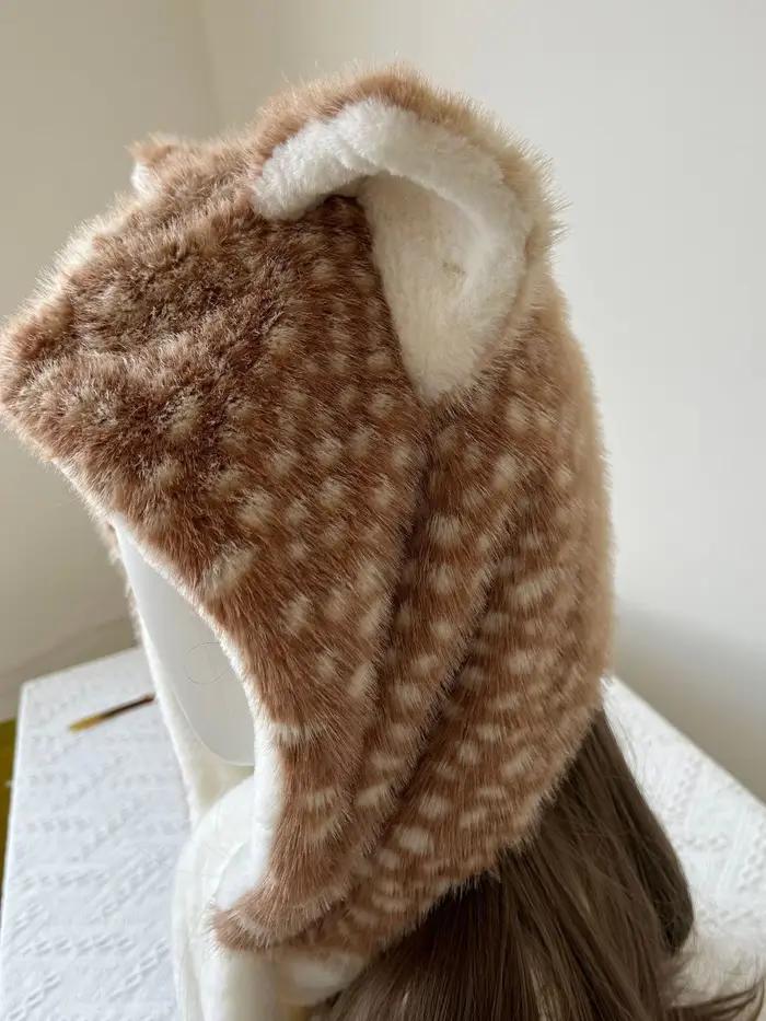 Nouveau chapeau de renne Kawaii fausse fourrure en peluche hiver chaud