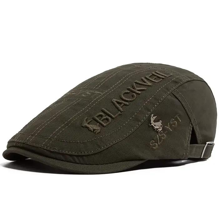 Béret pour hommes, casquette plate brodée de lapin