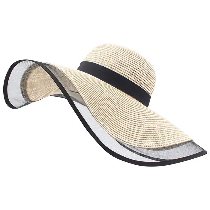 Chapeau de soleil en paille Vintage pour femmes