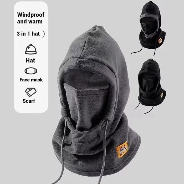 Chapeau chaud d'hiver avec masque et cache-cou 3 en 1 cagoule coupe-vent pour femmes et hommes polyvalent pour le sport et les activités hivernales