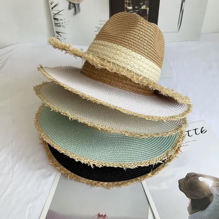 Chapeau de soleil anderà bord frangé pour femme
