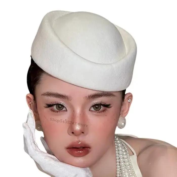 Chapeau feutré respirant look féminin bureau décontracté coiffeur top headwear h7ef