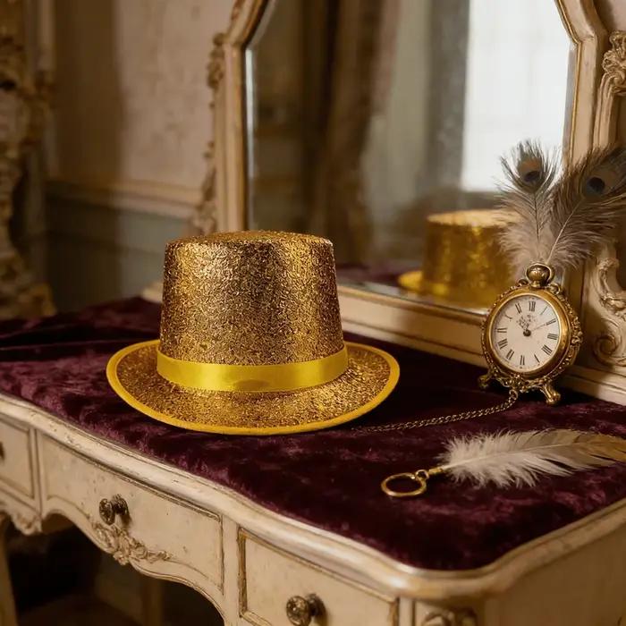 1 chapeau haut de forme à paillettes