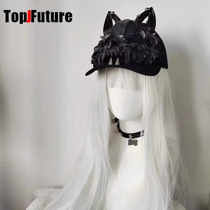 Béret en simili cuir décoratif pour femmes, style gothique et punk, mode Harajuku, Y2K, accessoire de rue pour toutes les saisons