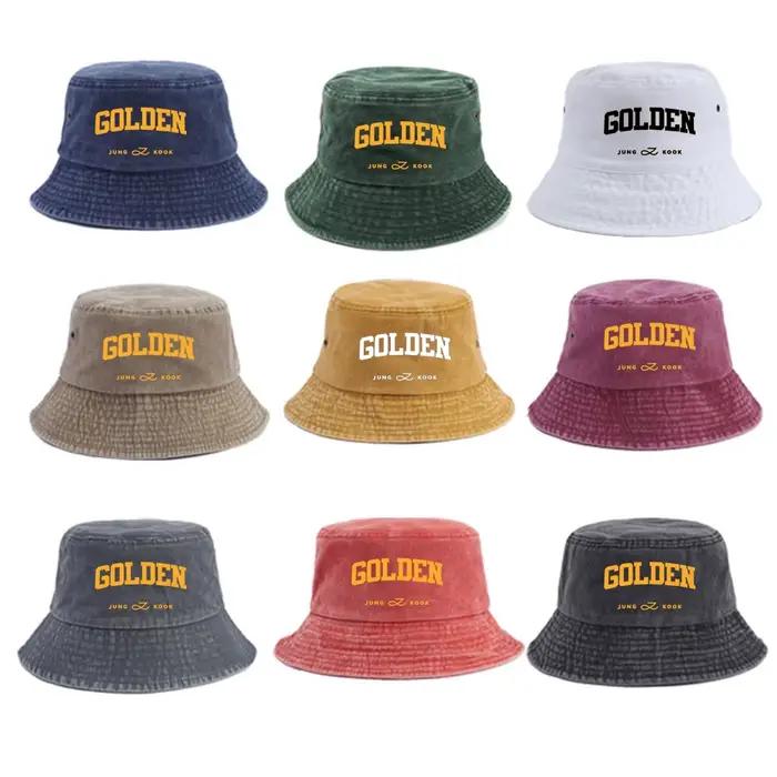 Kpop Jung Kook 1er Album Solo doré Jungkook seau chapeau pour hommes pur coton Panama pêcheur Gorras homme femmes 56-58 cm casquette de soleil