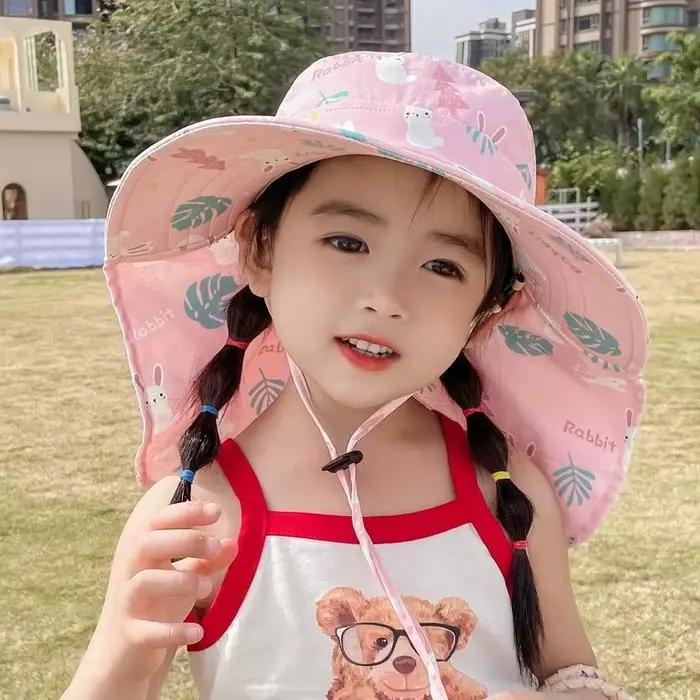 Chapeau Bob Anti-UV pour Enfants avec Protection du Cou et Visière Fine – Idéal Printemps-Été pour Garçons et Filles