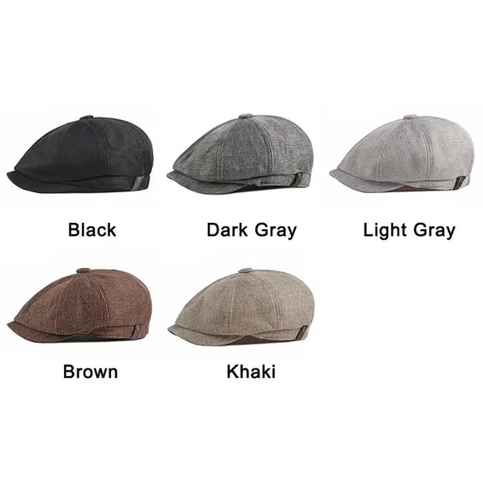 Casquette gavroche rétro à chevrons octogonale pour homme et femme polyvalente printemps été couleur brun gris kaki noir modèle ajustable