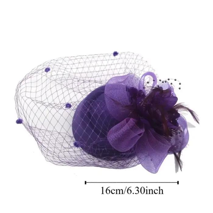 Coiffure de mariée maille Fascinator chapeau Sinamay plumes fleur