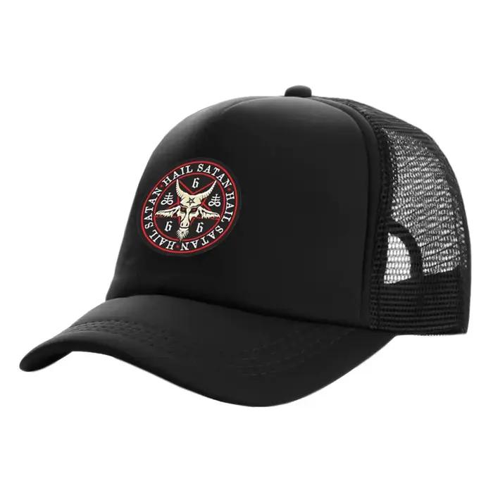 Casquette de baseball Hail Satan 666 Baphomet pentagramme unisexe polyester multicolore pour homme et femme occasions décontractées style urbain