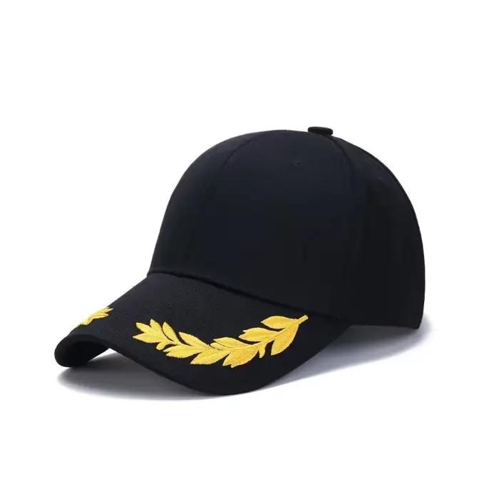 Casquette de baseball en point de blé - Chapeau de soleil en coton à 6 panneaux avec boucle en laiton réglable en plein