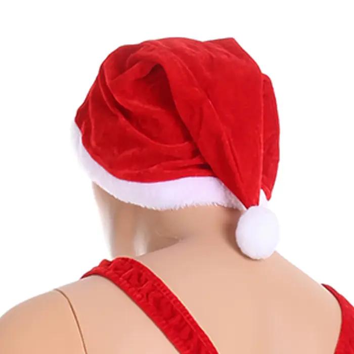 Casquette de Noël en peluche rouge unisexe pour homme et femme, costume de cosplay, accessoire de fête pour hiver et nouvel an