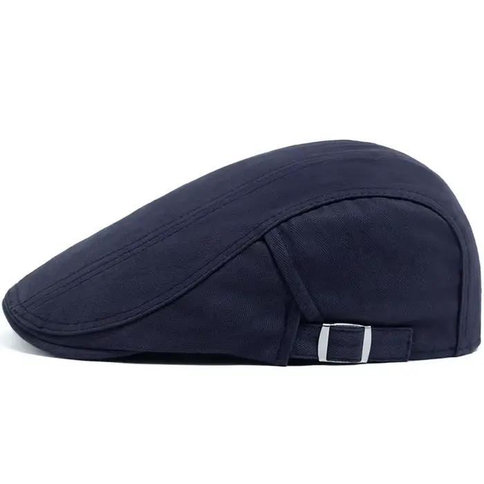 Bérets pour hommes classique décontracté couleur unie casquette gavroche mode Vintage coton visière chapeaux