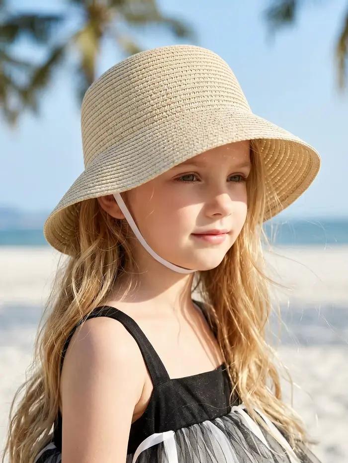 Chapeau de paille beige pour bébé fille
