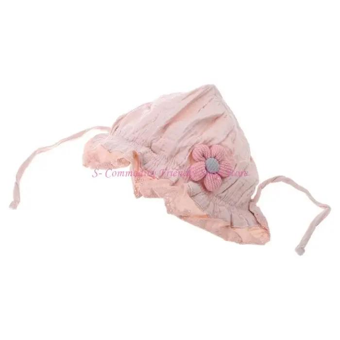 Bonnet bébé en coton à mode 85AE avec bordure en dentelle
