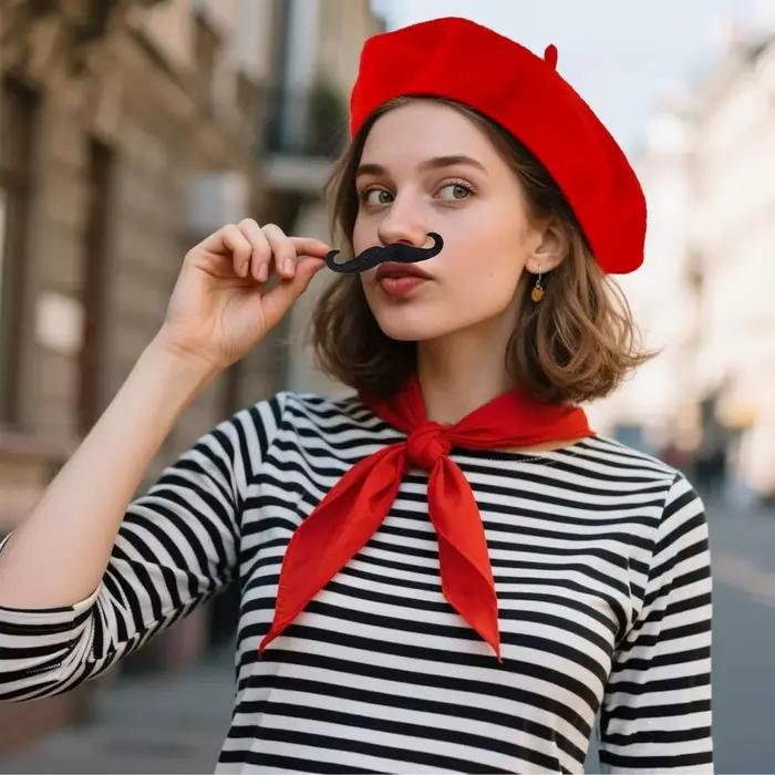 Ensemble de chapeaux de béret français pour homme, rouge et noir, accessoire de fête d'halloween, soirée disco, anniversaire à thème, sortie en famille
