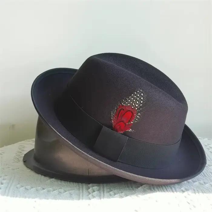 Chapeau Fedora Classique avec Décoration de Plumes pour Homme et Femme