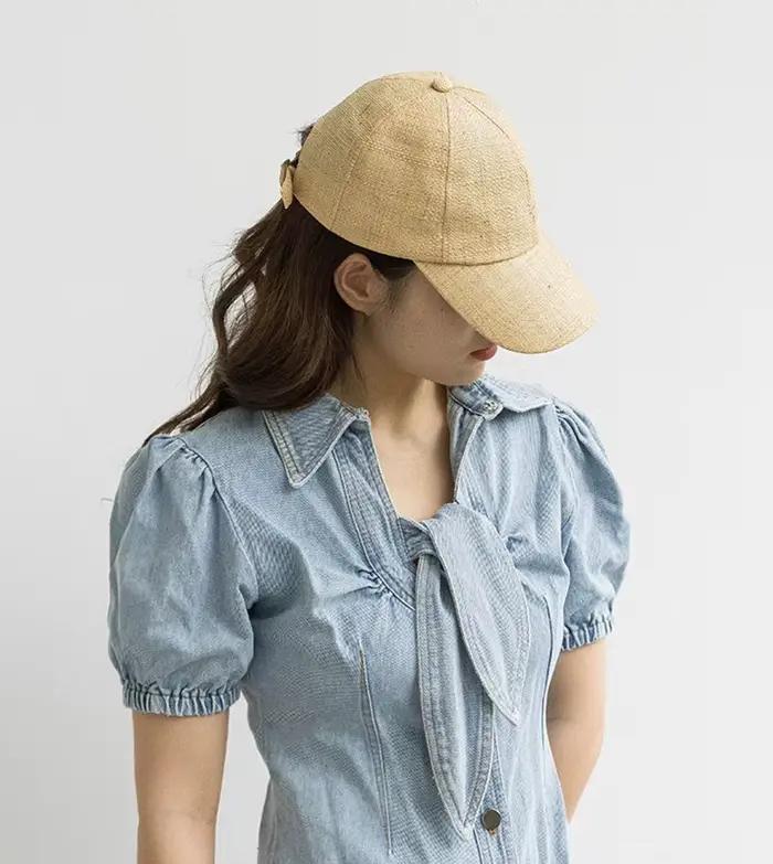 Casquette d'été en raphia pour hommes et femmes