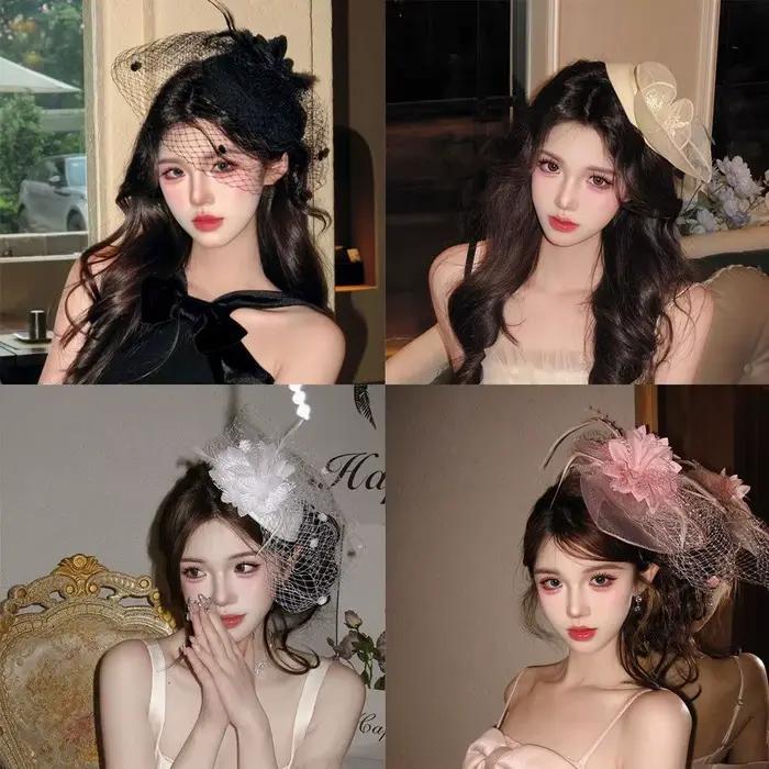 Chapeau fascinateur Vintage en plumes de fleurs