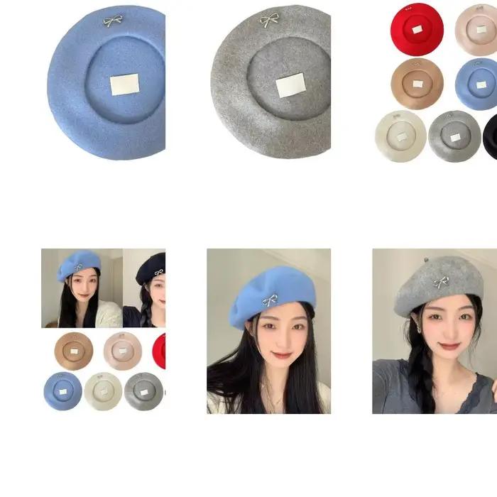 A52E Vintage Bowknot Hat Soft Warm Dome Chapeau Fille Girl Soight Party Caps Coadroises