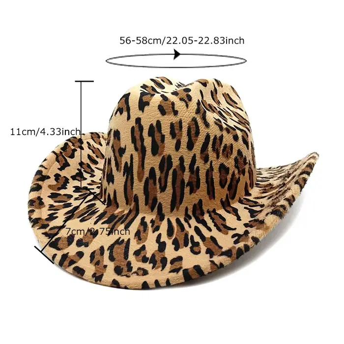 Chapeau de soleil imprimé vache léopard de Style occidental pour femmes