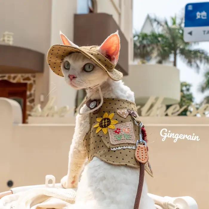 Chapeau de chat en fibre de coton réglable