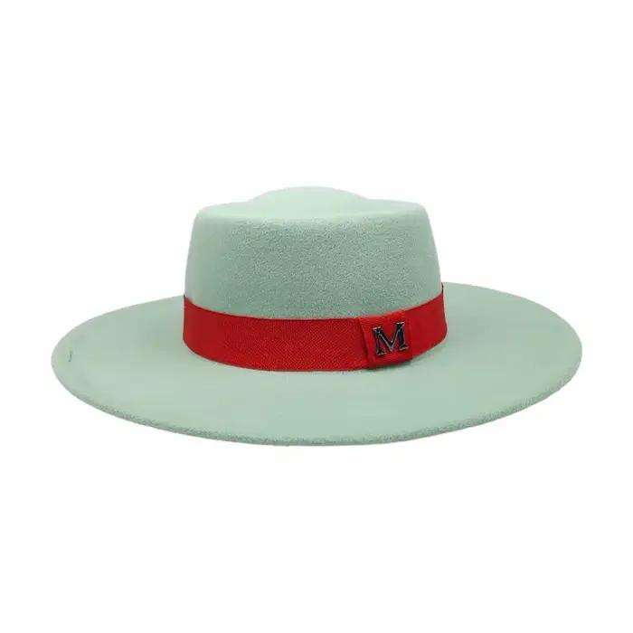 Chapeau Fedora en feutre de laine rouge pour femmes