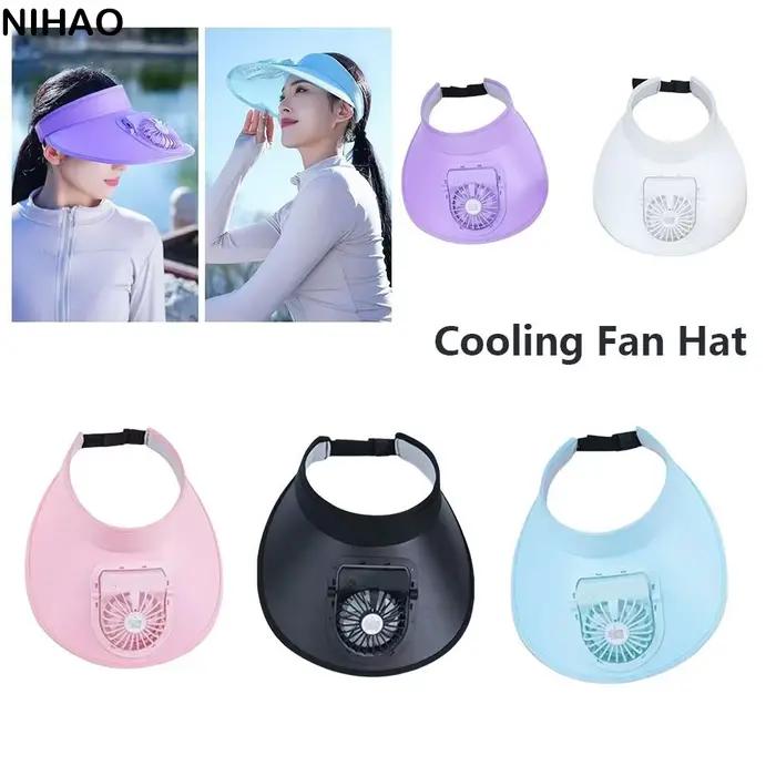 Chapeau de soleil portable pour femme avec ventilateur USB rechargeable