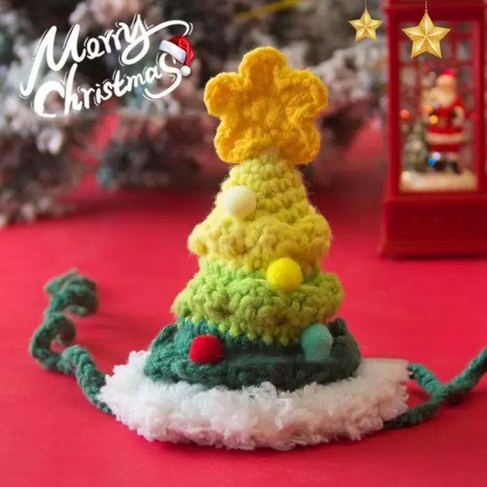 Chapeau de noël tricoté en laine pour animaux de compagnie