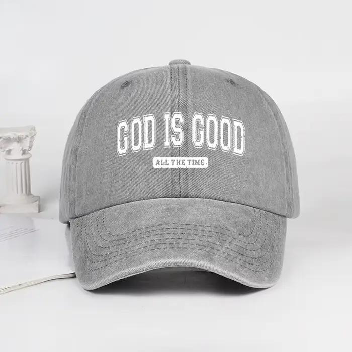 MLFO God is Good Casquette de baseball délavée Printemps/Été