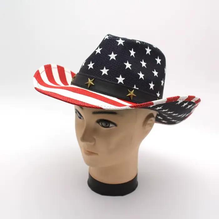 Chapeau De Cowboy occidental rétro drapeau américain pour femmes et hommes