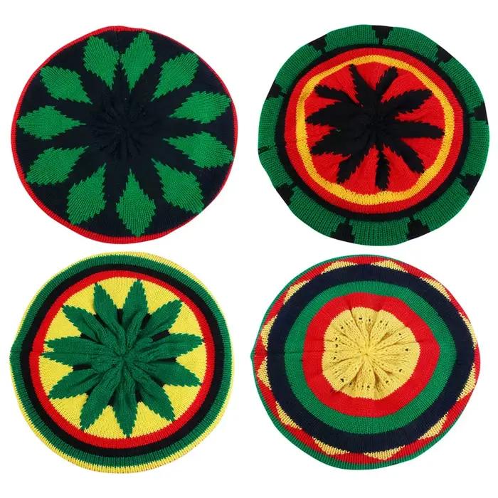 Chapeau tricoté imprimé multicolore jamaïcain