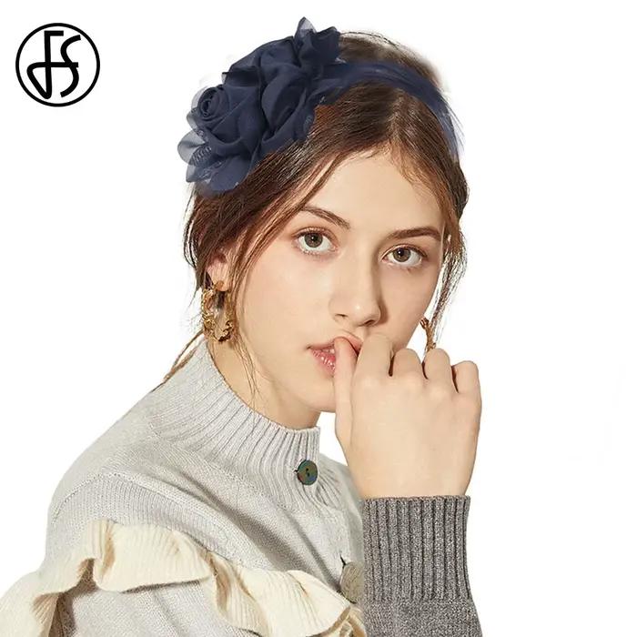 Élégant rose plume fleur casque fascinateurs bandeau pour femmes mariée mariage cheveux accessoire petit haut-de-forme 2025